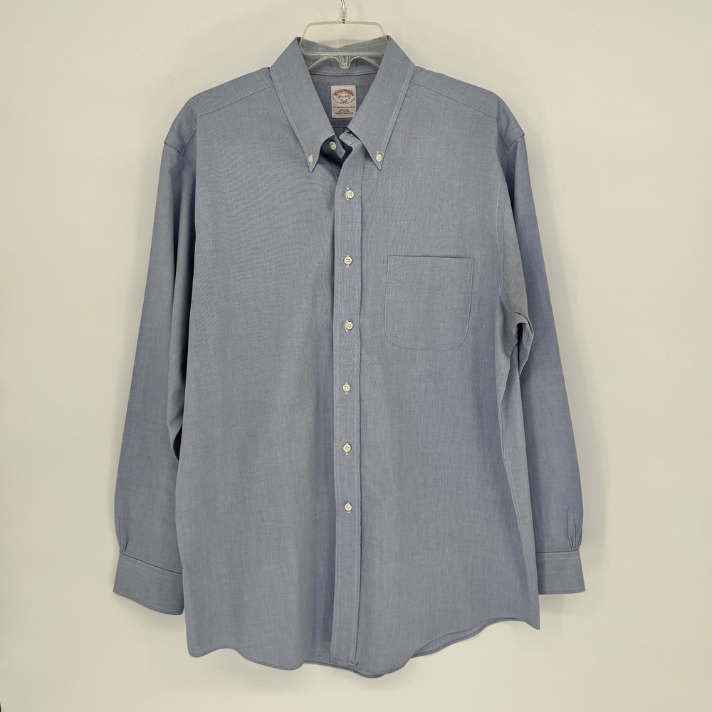 Brooks Brothers 346 Non Iron All Cotton Button Down Shirt Mens 16 1/2 4/5 Blue
